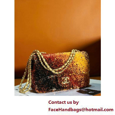 Chanel Sequins  &  Gold Tone Metal Small Flap Bag AS4561 Black  &  Yellow 2025